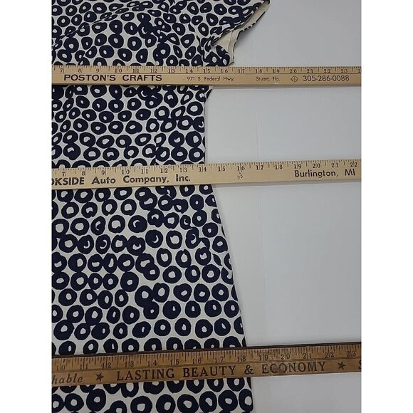 J. Crew Sheath Dress Women's Size 2 Black and Cream Circles Midi Lined Career - Picture 3 of 8